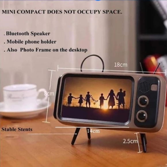 💥SOLD💥 Retro TV Bluetooth Speaker Mobile Phone Holder - Picture 4 of 7